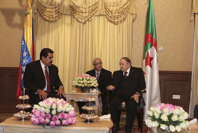 Algeria's President Bouteflika welcomes Venezuela's President Maduro in Algiers