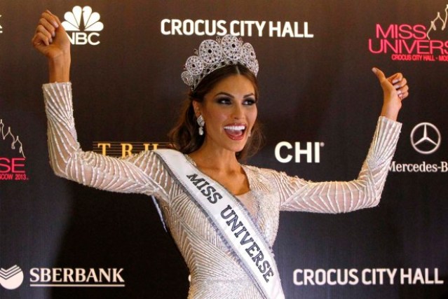 Miss Venezuela Gabriela Isler poses for photographers at a news conference after winning the Miss Universe 2013 pageant in Moscow