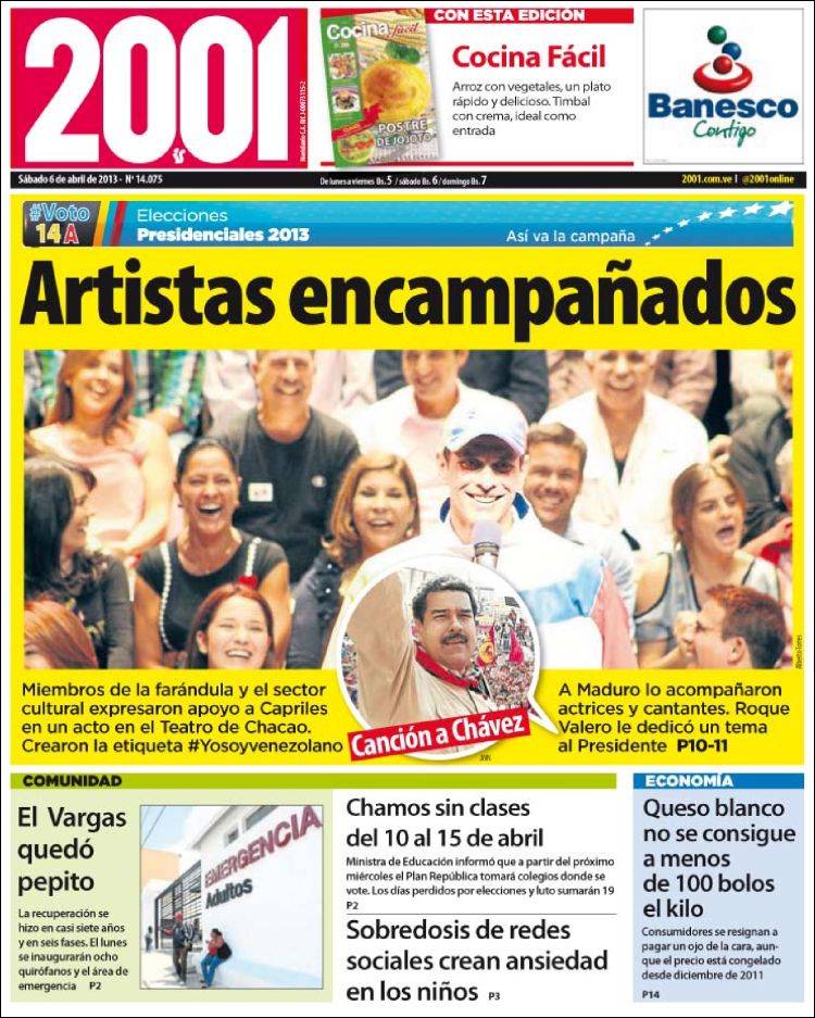 Portadas del sábado 06 de abril de 2013