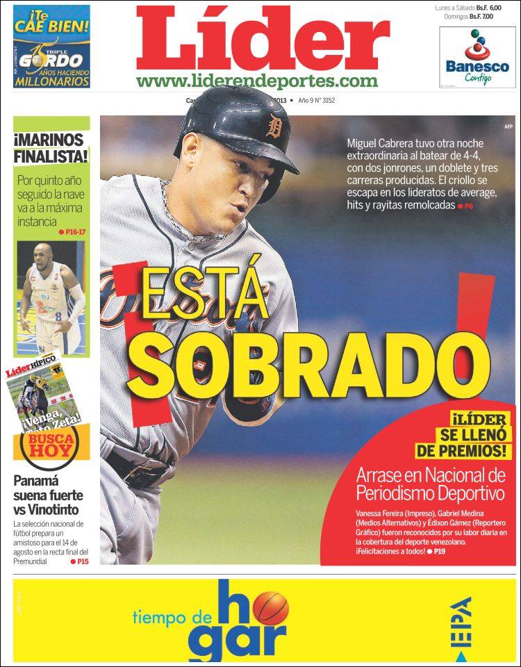 Portadas del sábado 29 de junio de 2013