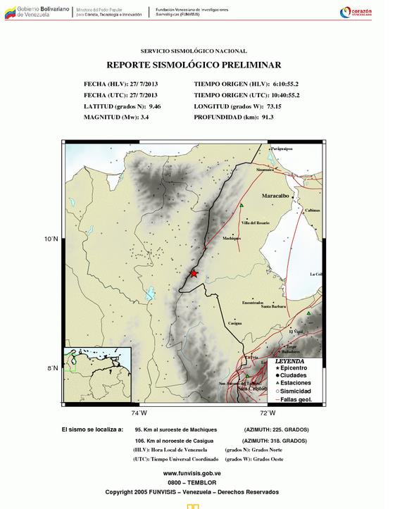 Sismo de 3,4 en el estado Zulia