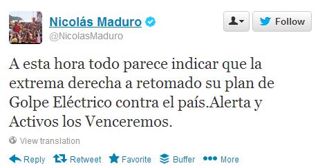 Se fue la luz y también la “H” en los tweets de Maduro (Imagen)