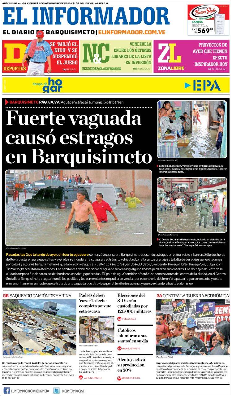 Portadas del viernes 01 de noviembre de 2013