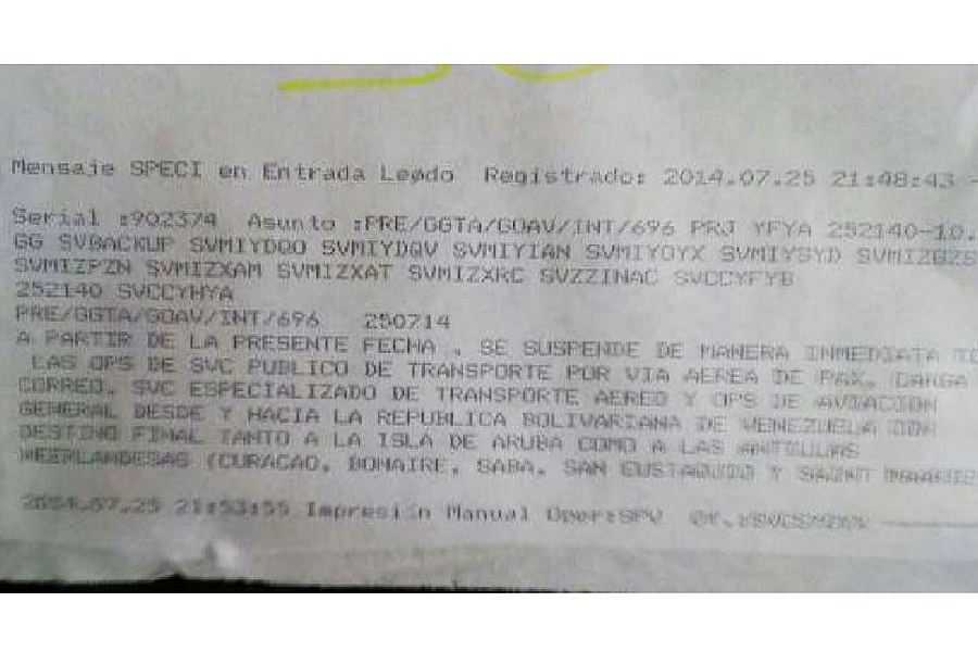 Gobierno de Venezuela suspende todos los vuelos desde y hacia las Antillas Neerlandesas