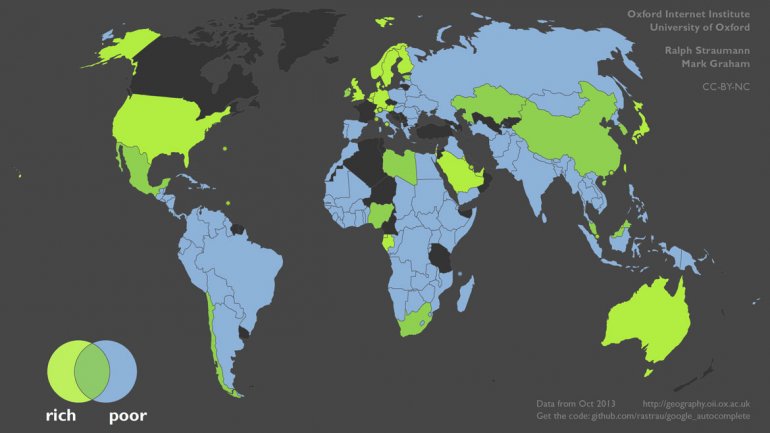 El mapa del día: Países ricos y pobres, según Google… ¿y Venezuela?