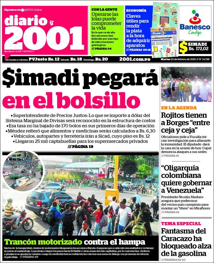 Portadas del martes 24 de febrero de 2015