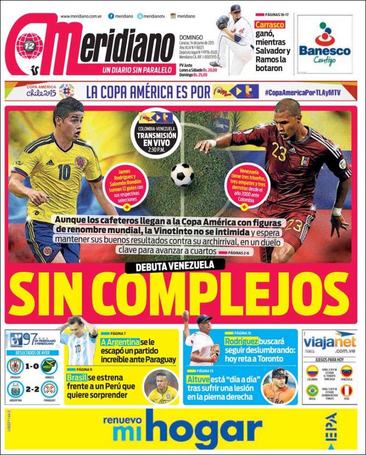 Portadas del domingo 14 de junio de 2015