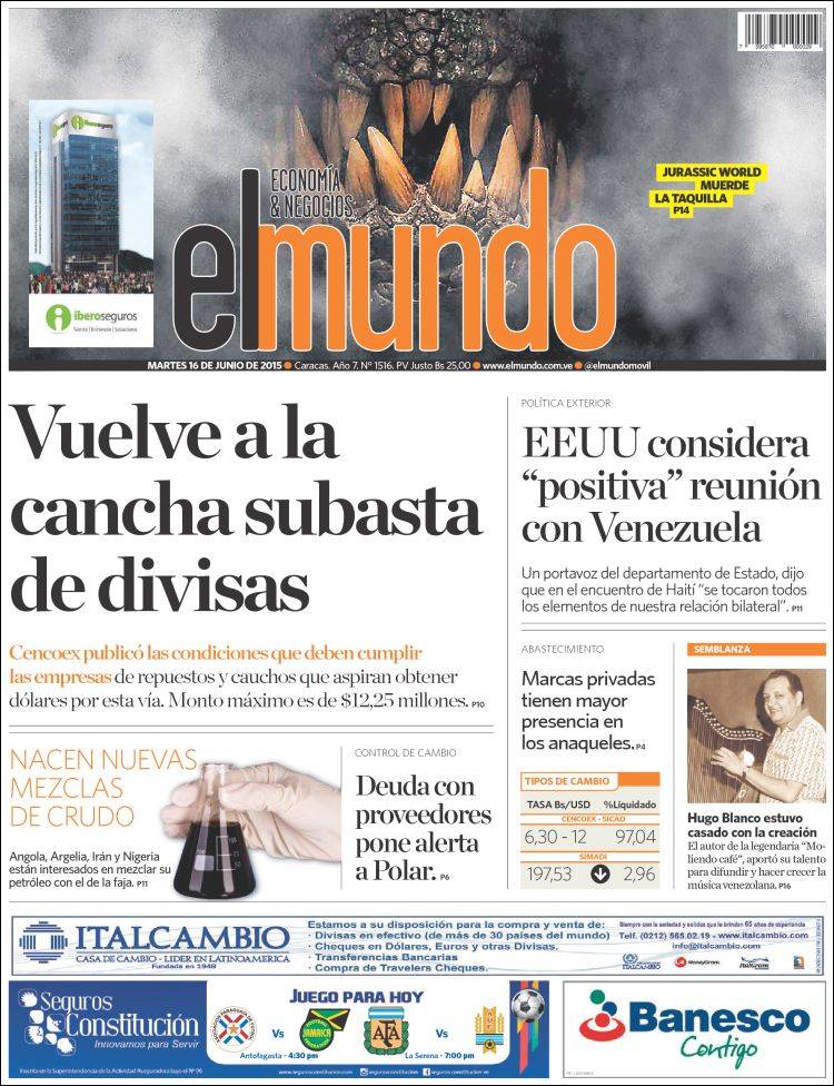 Portadas del martes 16 de junio de 2015