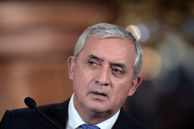 Guatemalan President Otto Perez speaks during a press conference at the presidential house in Guatemala City on August 31, 2015. AFP PHOTO ORLANDO SIERRA