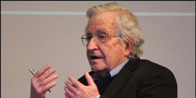 American linguist and philosopher Noam Chomsky in conversation at the British Library, London, UK on 19th March 2013. (Photo by David Corio/Redferns)