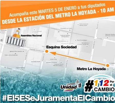 La ruta de la marcha ciudadana de este martes #El5ESeJuramentaElCambio