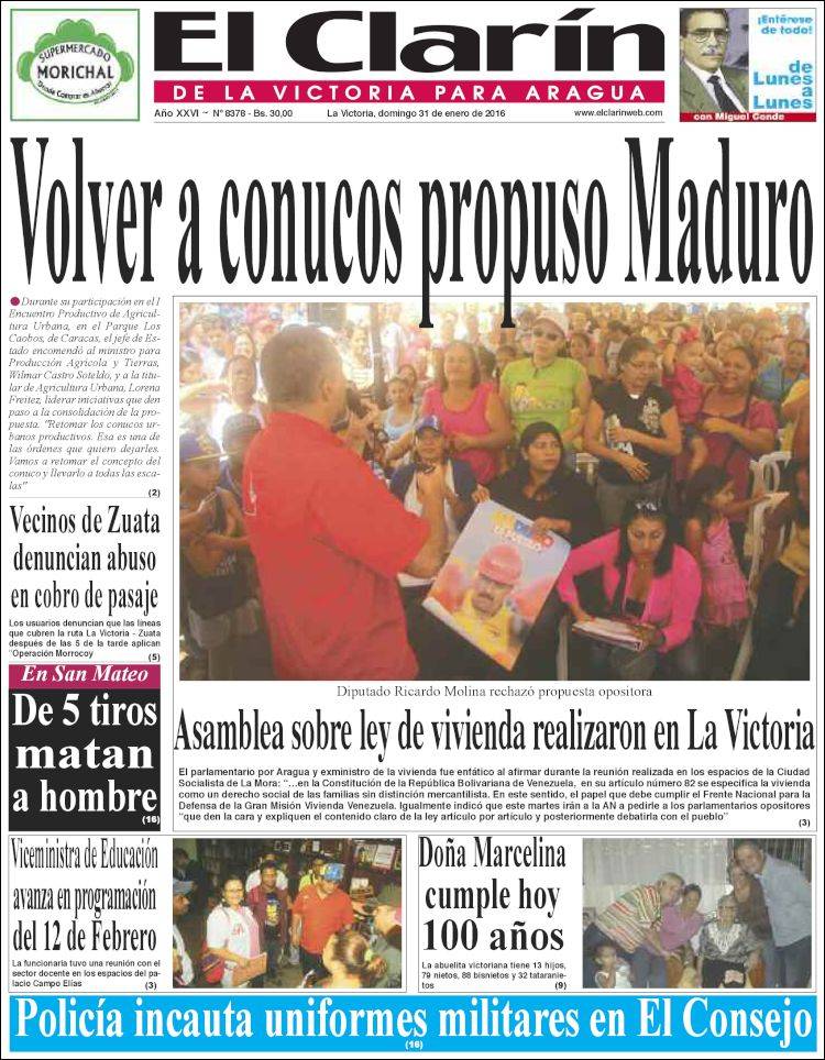 Portadas del domingo 31 de enero de 2016