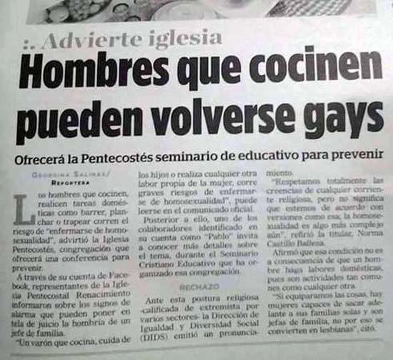 ¡AH OK! Hombres que cocinan pueden volverse gays, según iglesia evangélica en Chile