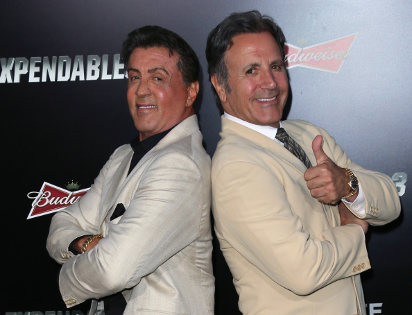 HOLLYWOOD, CA - AUGUST 11:  Actors/brothers Sylvester Stallone (L) and Frank Stallone attend the premiere of Lionsgate Films' "The Expendables 3" at the TCL Chinese Theatre on August 11, 2014 in Hollywood, California.  (Photo by David Livingston/Getty Images)