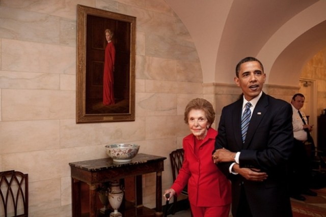 Nancy Reagan y Barack Obama