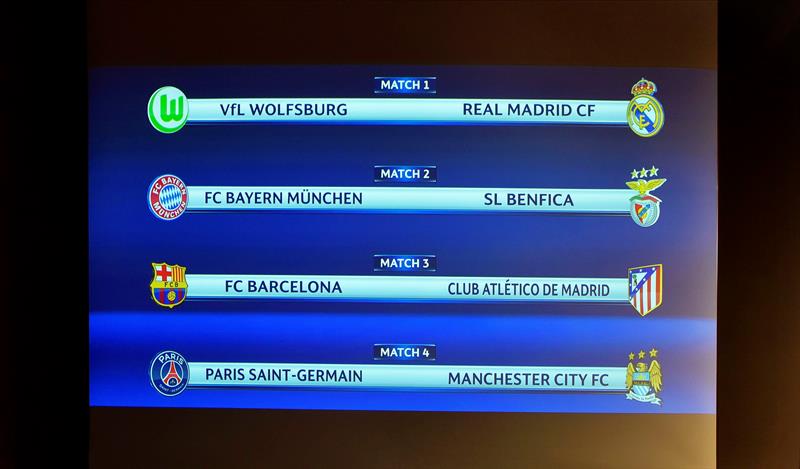 Wolfsburgo vs Real Madrid y Barcelona vs Atlético, en cuartos de la Champions