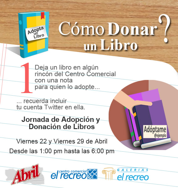 Adopta un libro este viernes en los espacios del Centro Comercial El Recreo