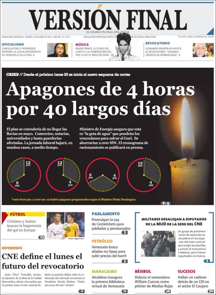 Portadas del viernes 22 de abril de 2016