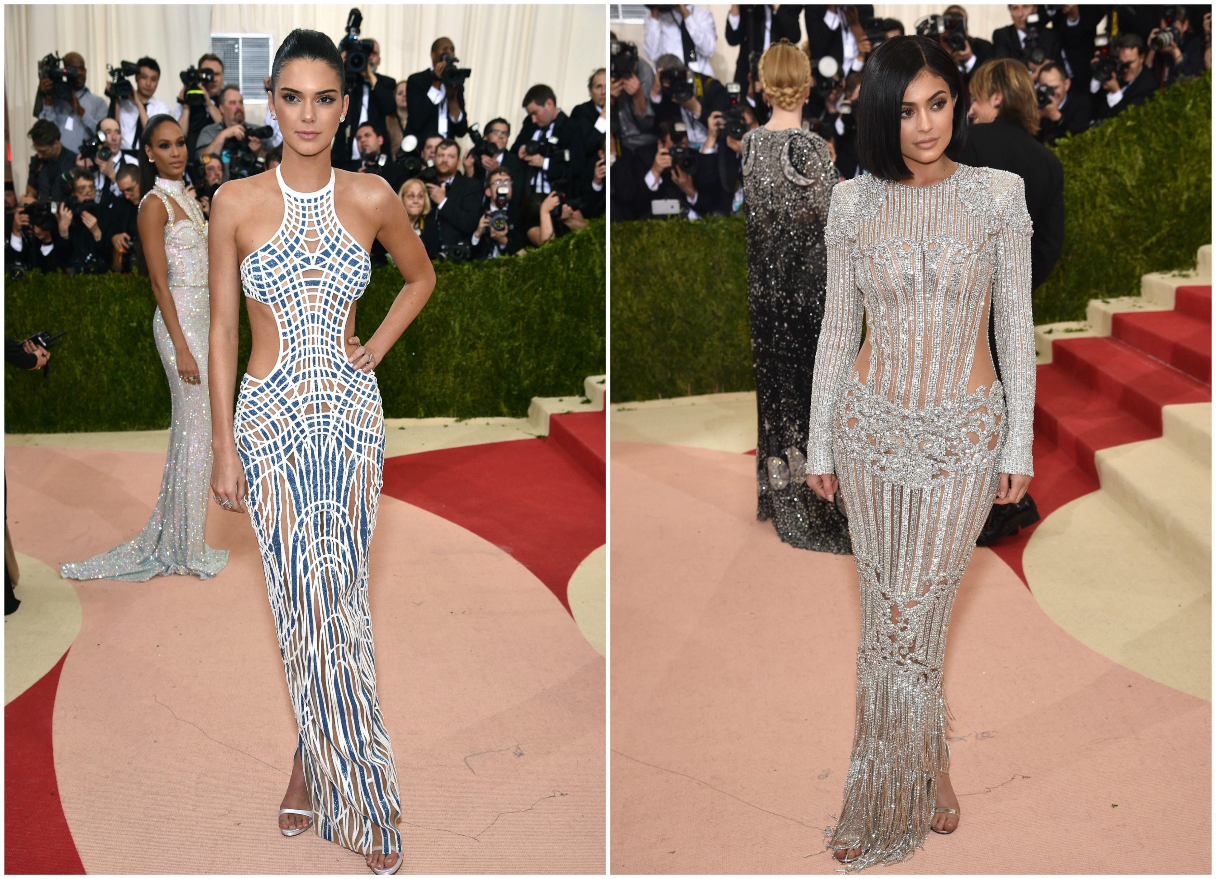 Así lucieron las hermanas Kendall y Kylie Jenner en la Gala Met 2016… ¡Mostrando carnita (Foto)