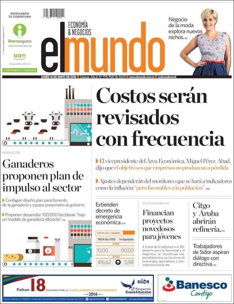 Portadas del lunes 16 de mayo de 2016