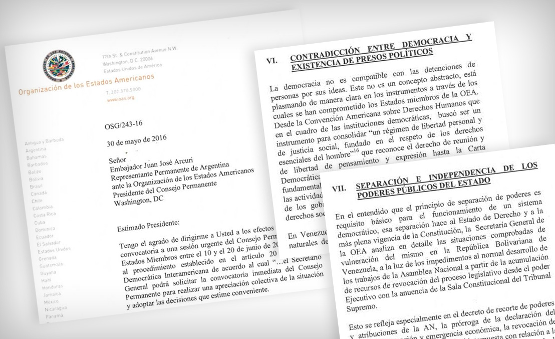 Este es el informe que consignó Almagro ante el presidente del Consejo de la OEA