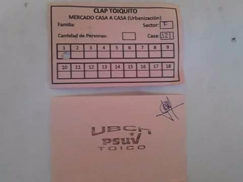 FOTO: Esta es la tarjeta de racionamiento de los CLAP