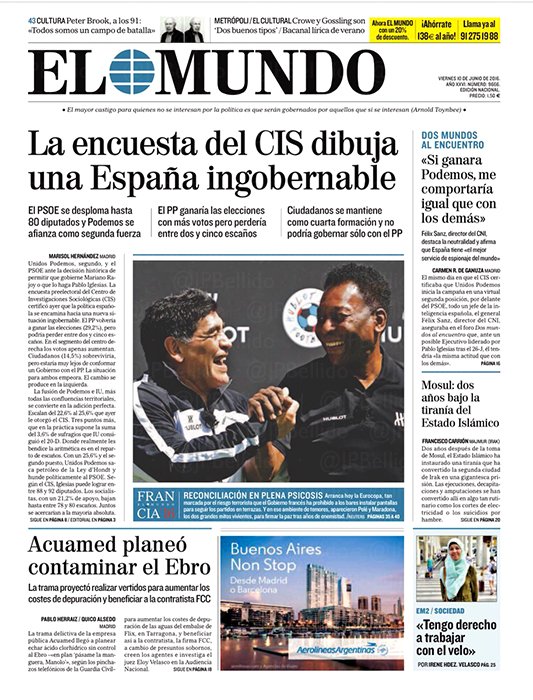 Portadas de la prensa internacional de este viernes 10 de junio de 2016