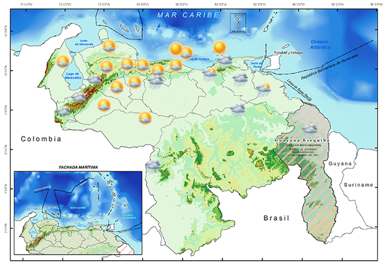 Inameh estima para este martes nubosidad y lluvias en gran parte del país