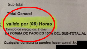 Sabes que estamos en hiperinflación cuando te hacen un presupuesto “válido por ocho horas”