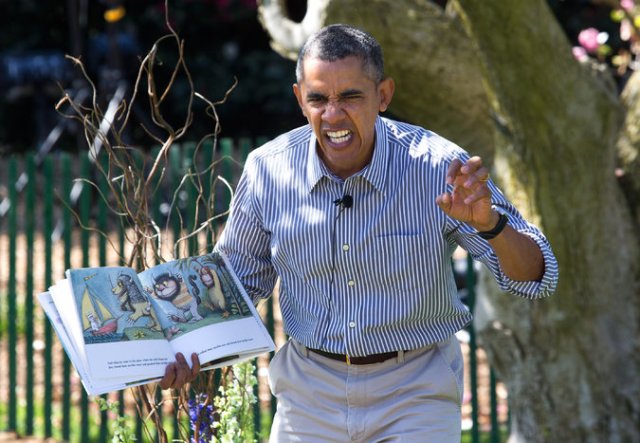  President Obama reading “Where the Wild Things Are” to children at the White House in 2014. Credit Doug Mills/The New York Times 