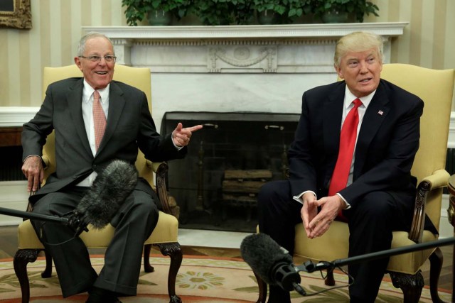 U.S. President Donald Trump meets with Peru's President Pedro Pablo Kuczynski at the White House in Washington, U.S., February 24, 2017. REUTERS/Yuri Gripas