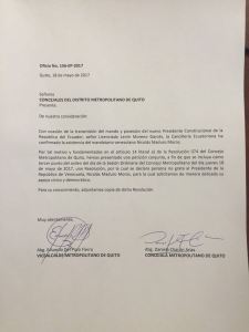 Concejales metropolitanos de Quito debatirán declarar “persona no grata” a Maduro (DOCUMENTO)