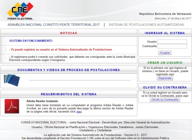 Inscripción de candidaturas a la Asamblea Nacional Constituyente