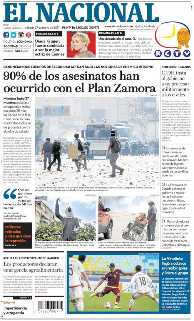 Portadas de la prensa nacional de este sábado 27 de mayo de 2017