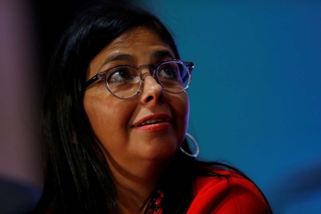 Venezuelan Foreign Minister Delcy Rodriguez arrives to deliver a news conference on the sidelines of the Organization of American States (OAS) 47th General Assembly in Cancun, Mexico June 20, 2017. REUTERS/Carlos Jasso