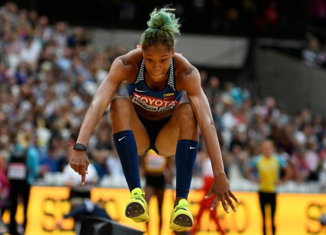 London (United Kingdom), 05/08/2017.- Yulimar Rojas of Venezuela competes in the women's Triple Jump qualification at the London 2017 IAAF World Championships in London, Britain, 05 August 2017. (Londres, Mundial de Atletismo) EFE/EPA/FRANCK ROBICHON