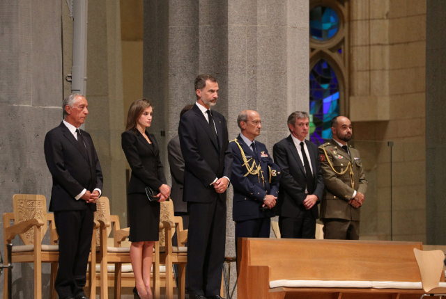 Los reyes de España, acompañados por el presidente de Portugal, Marcelo Rebelo de Sousa