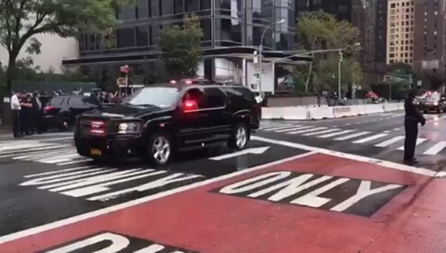 En Video: Así llegó Trump con su caravana a la sede de la  ONU