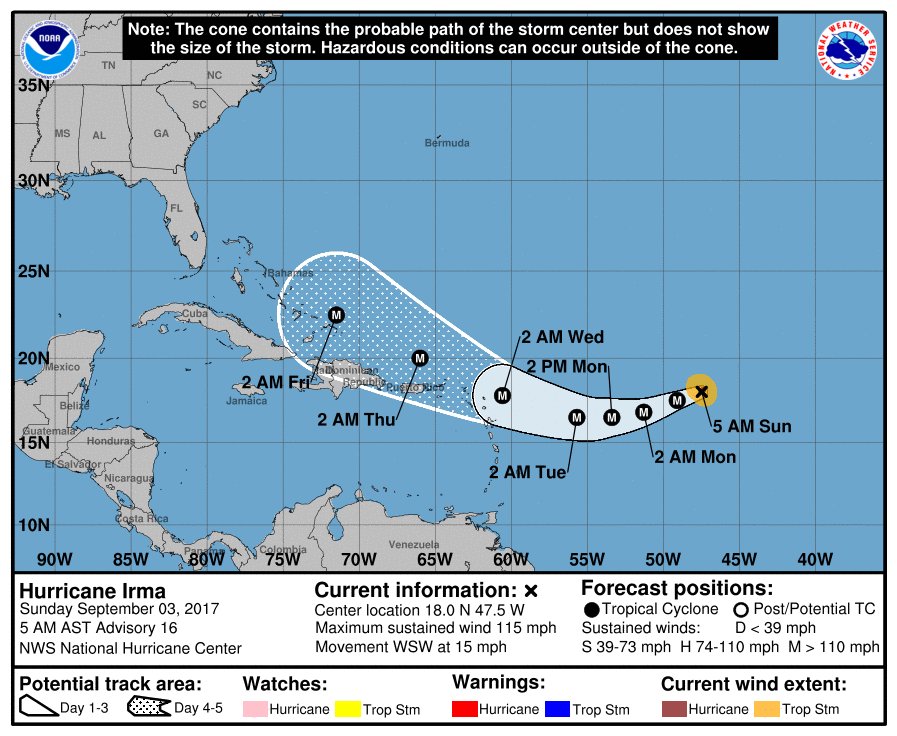 Irma vuelve a ser un huracán de categoría 3 en su ruta hacia el Caribe