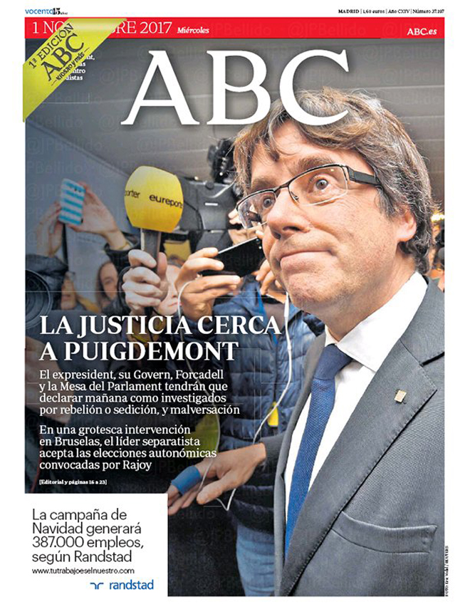 Portadas de la prensa internacional de este miércoles 1 de noviembre de 2017