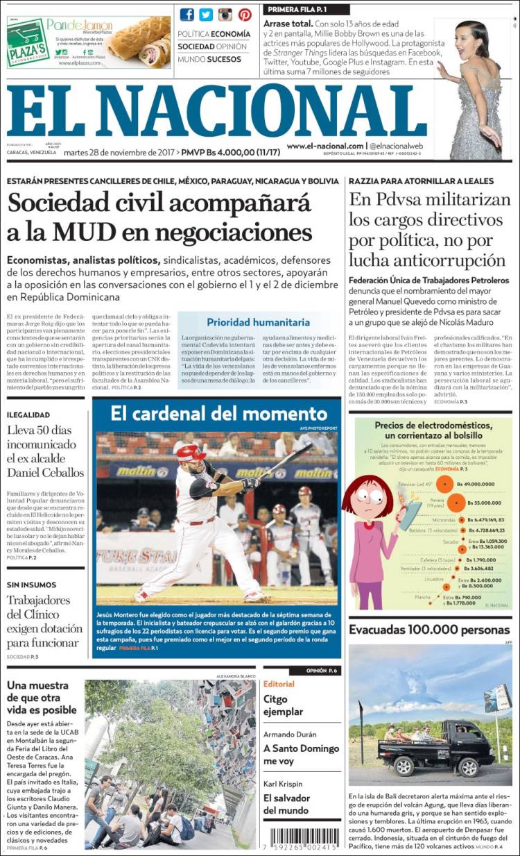 Portadas de este martes 28 de noviembre de 2017