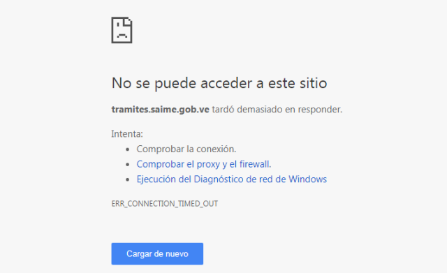 Foto: Captura de pantalla de saime.gob.ve  