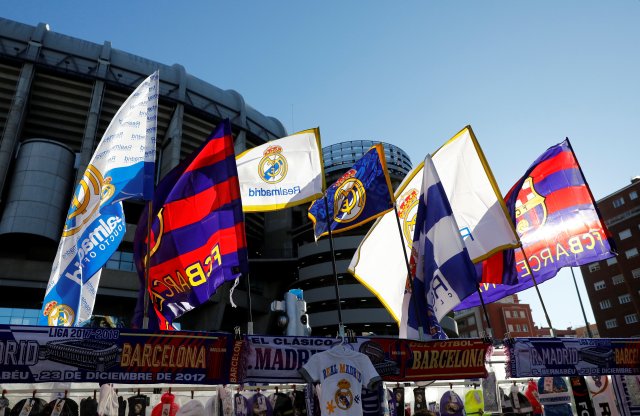 Soccer Football - La Liga Santander - Real Madrid vs FC Barcelona - Santiago Bernabeu, Madrid, Spain - December 23, 2017 Merchandise on sale outside the stadium before the match REUTERS/Paul Hanna