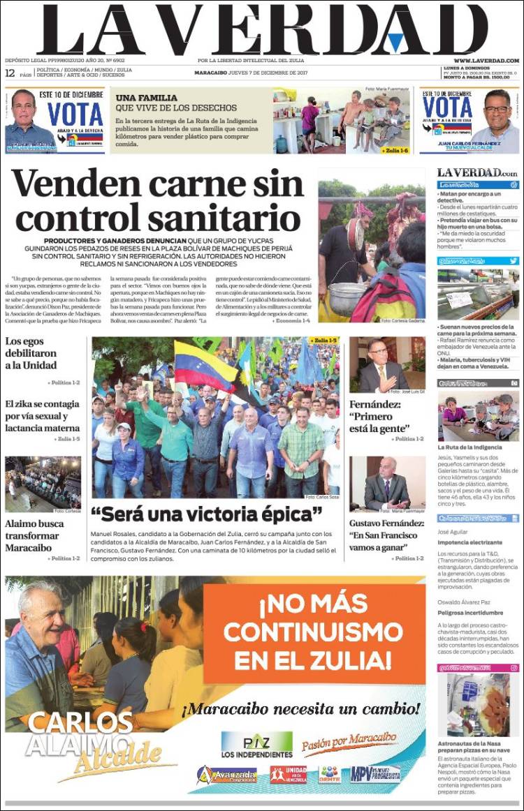 Portadas de este jueves 7 de diciembre de 2017