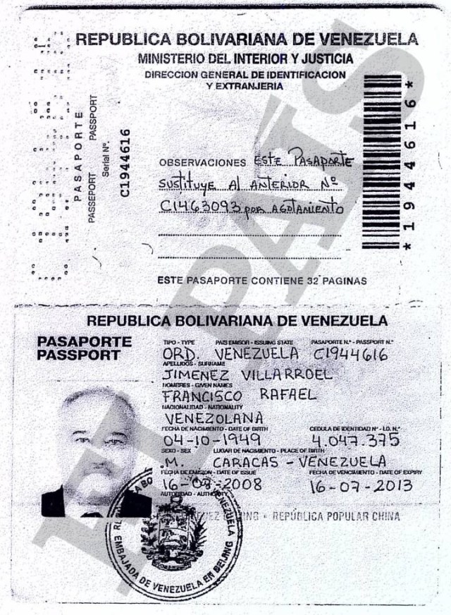 Pasaporte que adjunto para abrir su cuenta en la Banca Privada d'Andorra (BPA) el directivo de PDVSA Francisco Javier Jiménez Villarroel. EL PAÍS