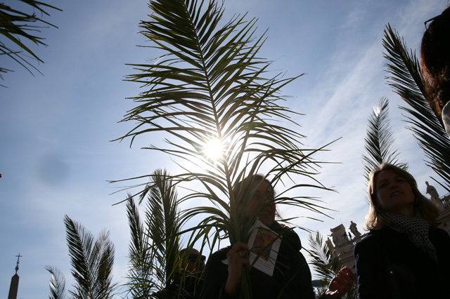 Faithful gather to attend the Palm Sunday Mass in Saint Peter's Square at the Vatican, March 25, 2018  REUTERS/Tony Gentile