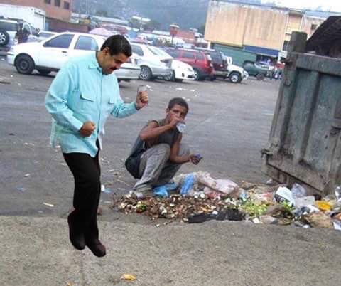 maduro comer basura