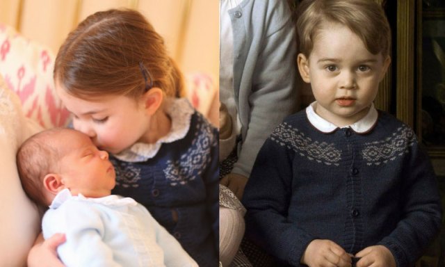 Los principitos Charlotte y George usando el mismo sweater