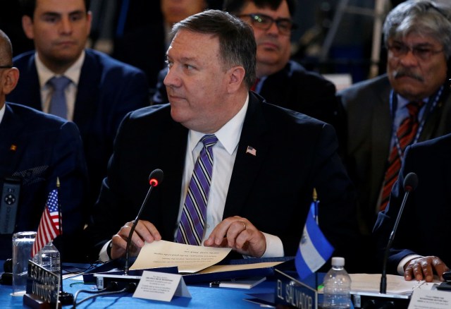 El secretario de Estado de EEUU, Mike Pompeo, participa en la Asamblea General de la OEA en Washington. 4 de junio de 2018. REUTERS/Leah Millis