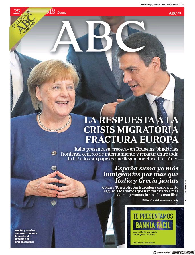 Portadas de la prensa internacional de este lunes 25 de junio de 2018